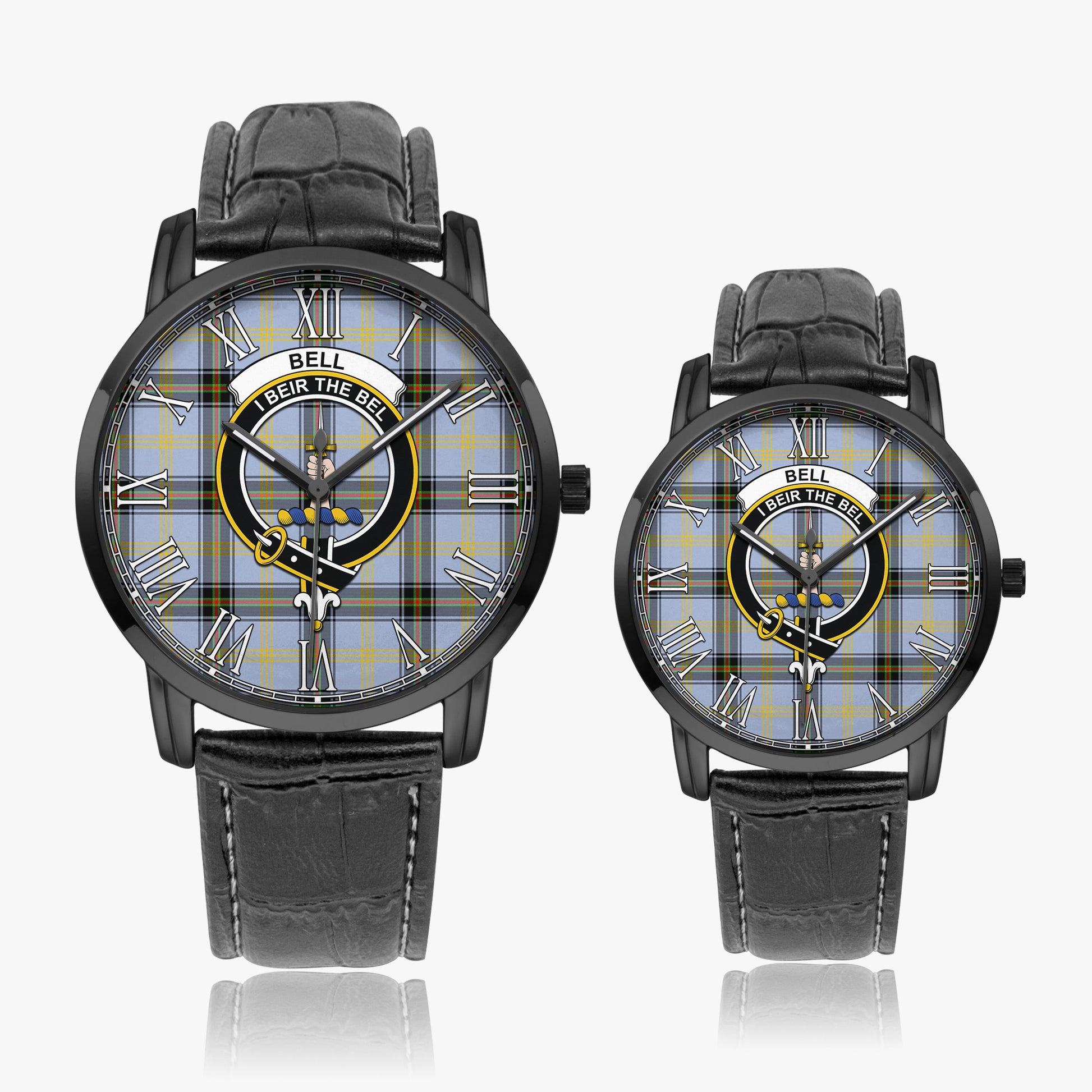 Bell Tartan Family Crest Leather Strap Quartz Watch - Tartanvibesclothing