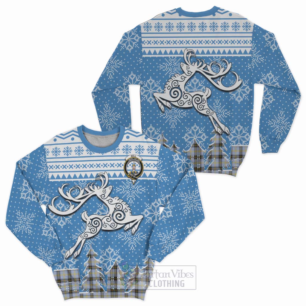 Tartan Vibes Clothing Bell Clan Christmas Sweatshirt Celtic Reindeer Style