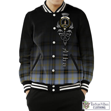 Bell Tartan Baseball Jacket Featuring Alba Gu Brath Family Crest Celtic Inspired