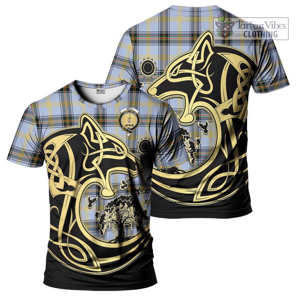 Bell Tartan T-Shirt with Family Crest Celtic Wolf Style Kid's Shirt - Tartan Vibes Clothing