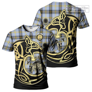 Bell Tartan T-Shirt with Family Crest Celtic Wolf Style