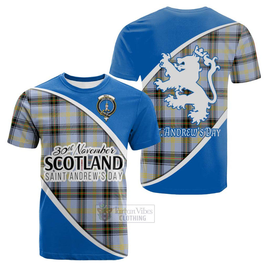 Tartan Vibes Clothing Bell Family Crest Tartan Cotton T-shirt Celebrate Saint Andrew's Day in Style