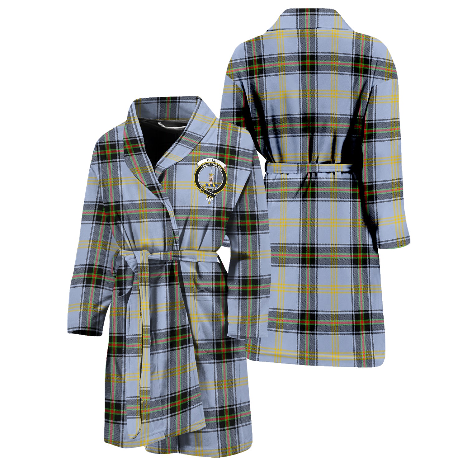 Bell Tartan Bathrobe with Family Crest Unisex S - Tartan Vibes Clothing