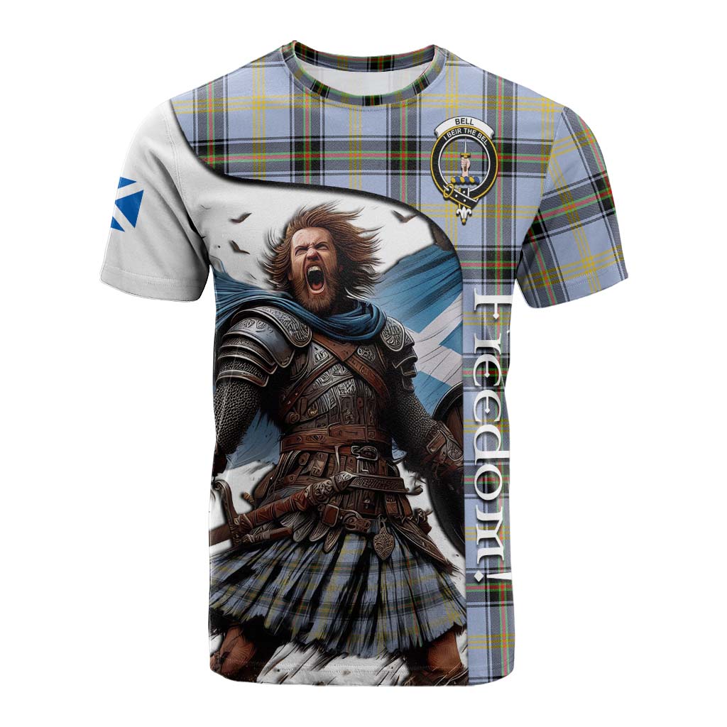 Tartan Vibes Clothing Bell Crest Tartan Cotton T-shirt Inspired by the Freedom of Scottish Warrior