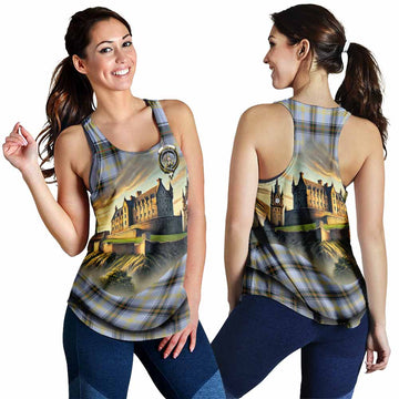 Bell Tartan Family Crest Women's Racerback Tanks with Scottish Ancient Castle Style 4XL - Tartan Vibes Clothing
