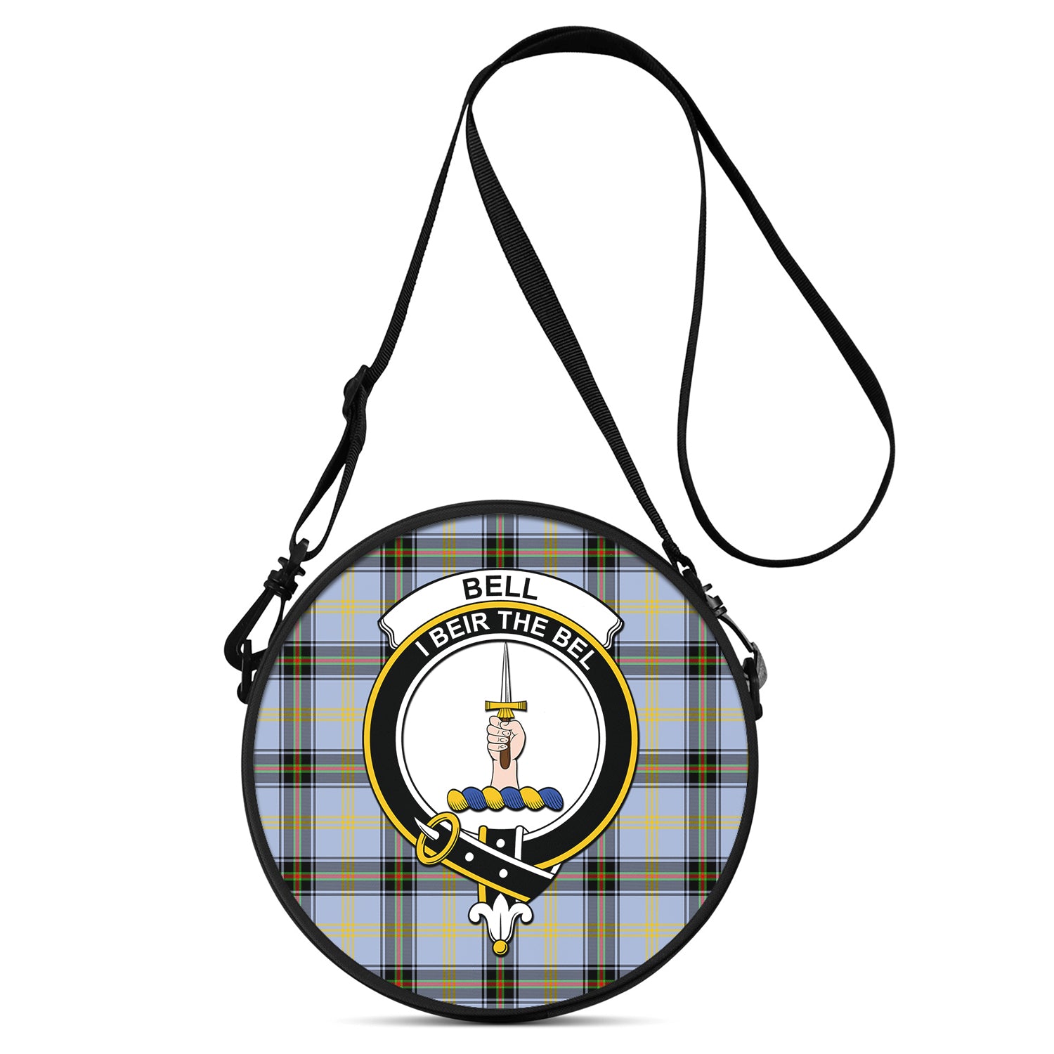 Bell Tartan Round Satchel Bags with Family Crest One Size 9*9*2.7 inch - Tartanvibesclothing