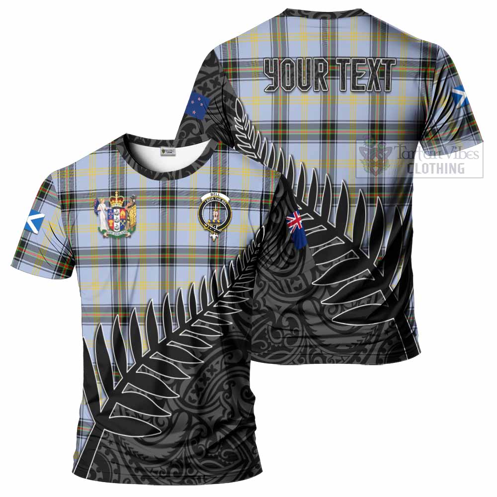 Tartan Vibes Clothing Bell Crest Tartan T-Shirt with New Zealand Silver Fern Half Style