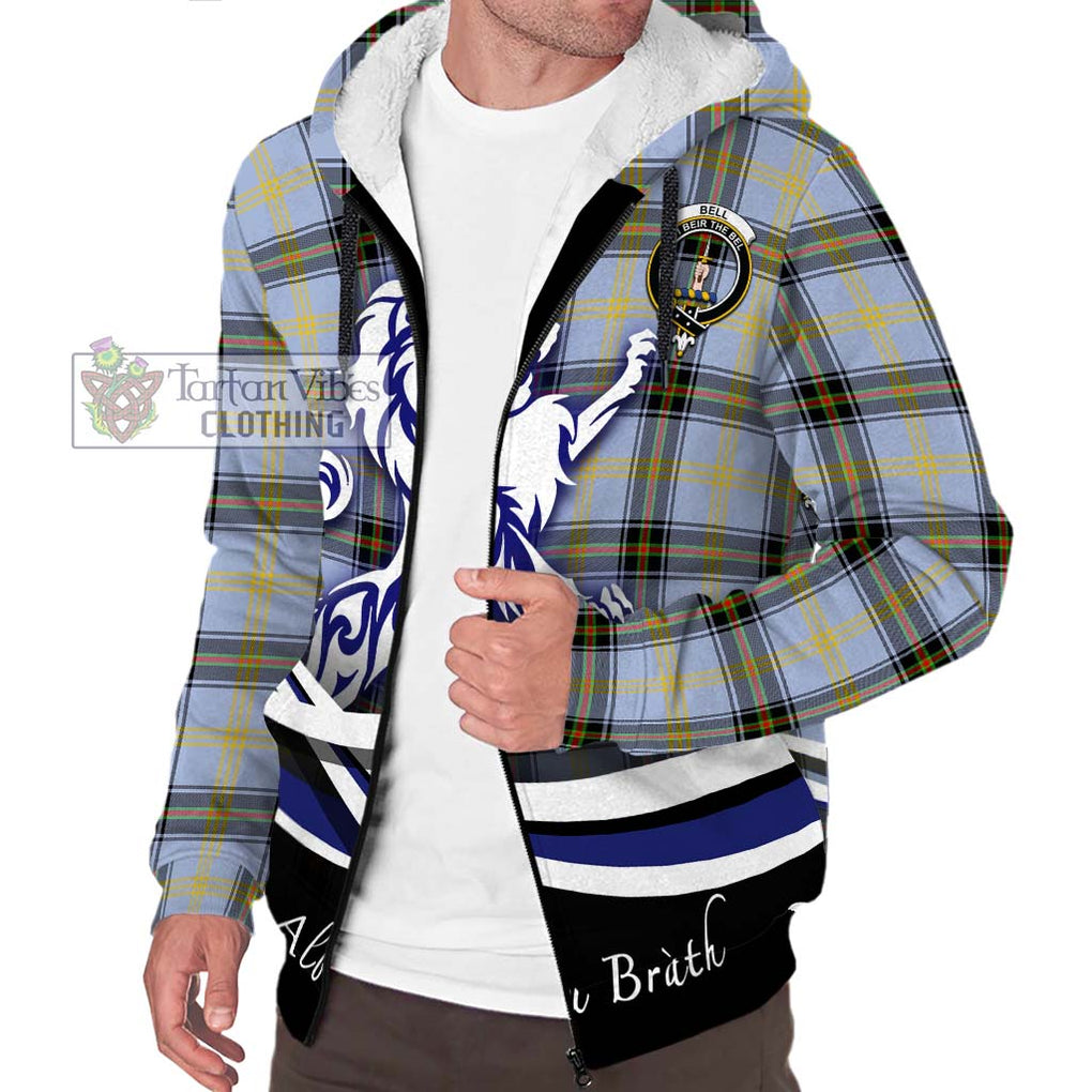 Bell Tartan Sherpa Hoodie with Alba Gu Brath Regal Lion Emblem Unisex S - Tartanvibesclothing Shop