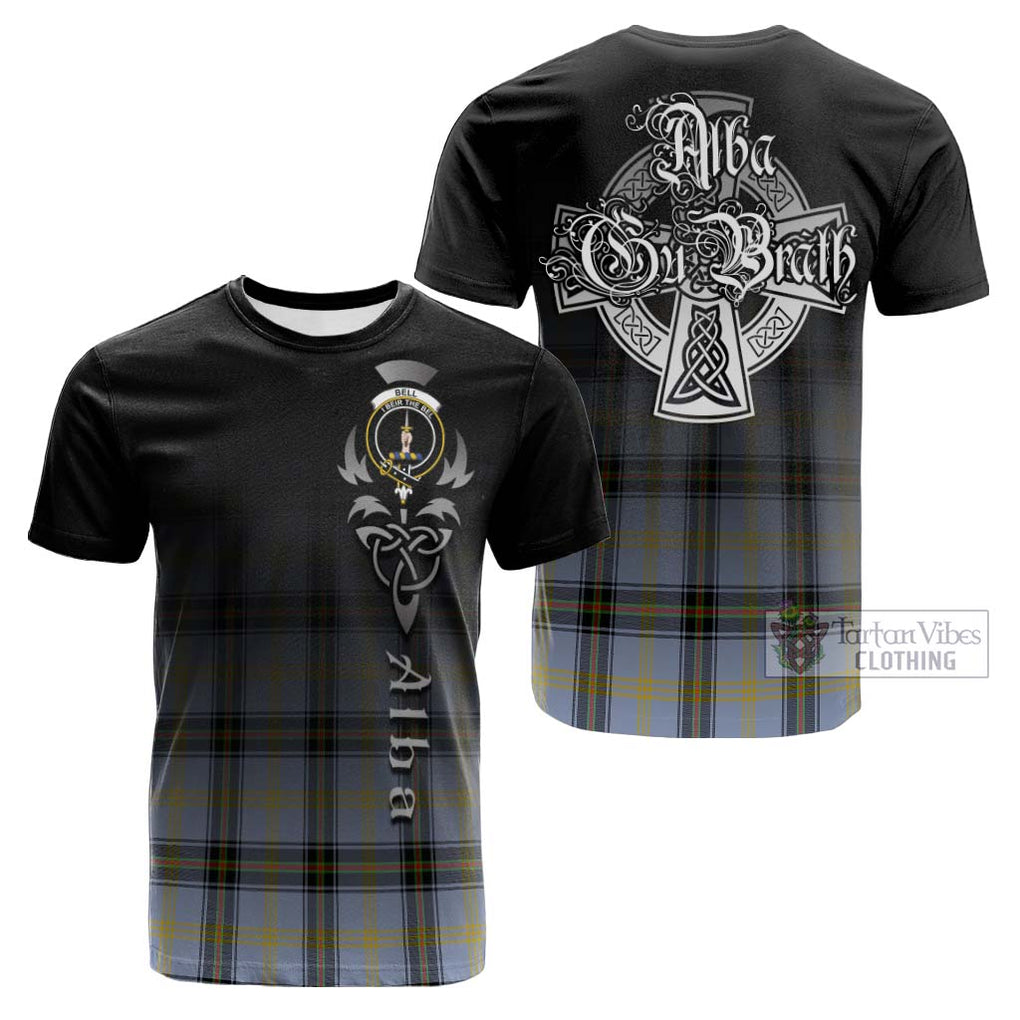 Tartan Vibes Clothing Bell Tartan Cotton T-shirt Featuring Alba Gu Brath Family Crest Celtic Inspired