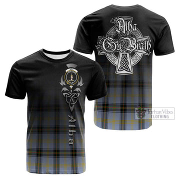 Bell Tartan Cotton T-shirt Featuring Alba Gu Brath Family Crest Celtic Inspired