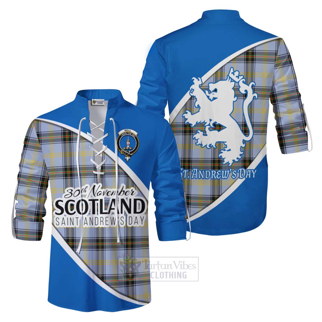 Tartan Vibes Clothing Bell Family Crest Tartan Ghillie Kilt Shirt Celebrate Saint Andrew's Day in Style