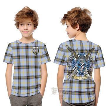 Bell Tartan Kid T-Shirt with Family Crest Celtic Skull Style Youth XL Size14 - Tartan Vibes Clothing
