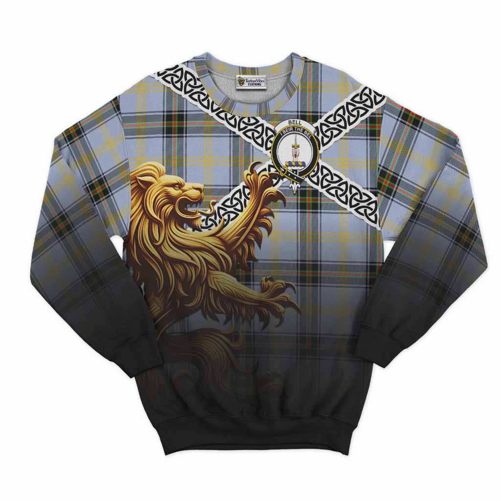 Bell Crest Tartan Sweatshirt with Golden Lion Emblem Celtic Style Unisex - Tartan Vibes Clothing