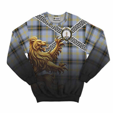 Bell Crest Tartan Sweatshirt with Golden Lion Emblem Celtic Style Unisex - Tartan Vibes Clothing