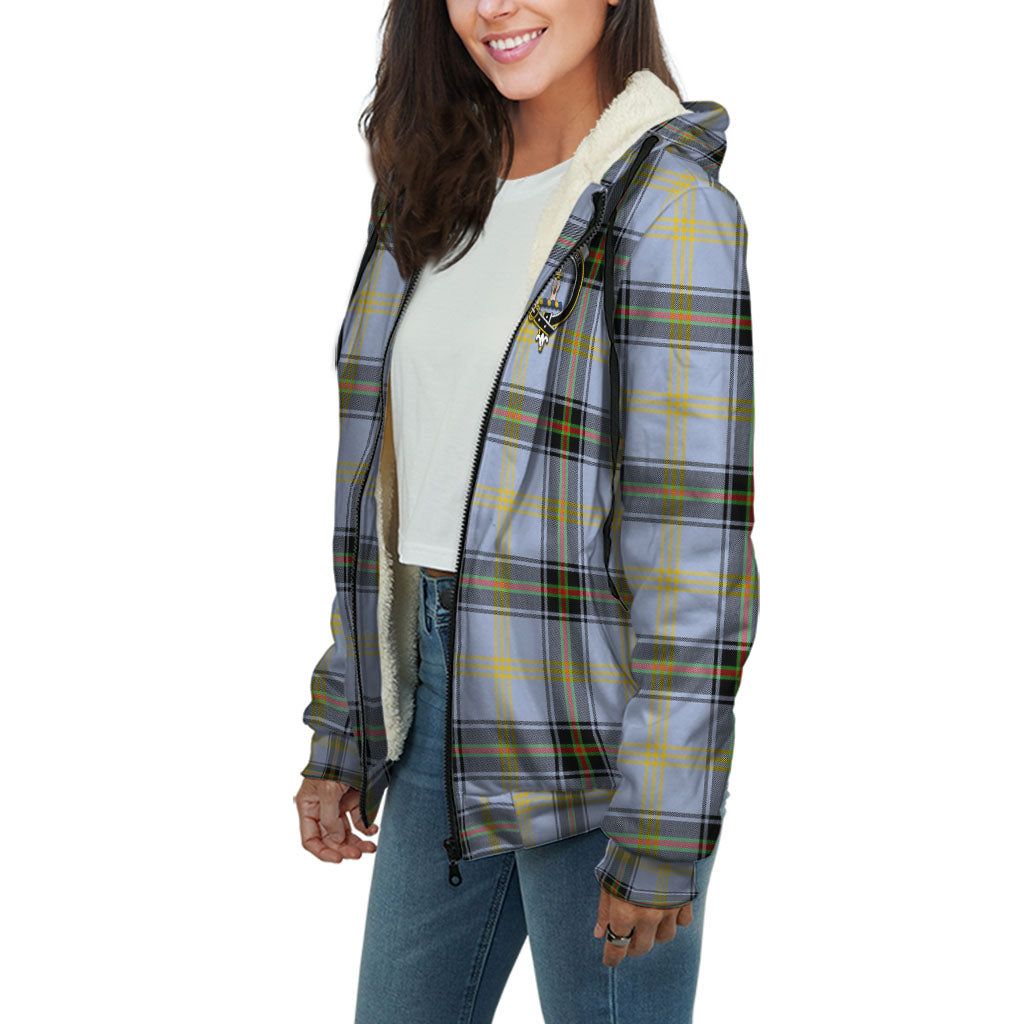 Bell Tartan Sherpa Hoodie with Family Crest Unisex - Tartanvibesclothing