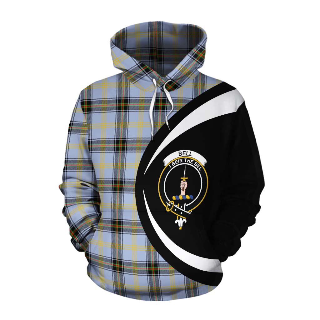 Tartan Vibes Clothing Bell Tartan Cotton Hoodie with Family Crest Circle Style