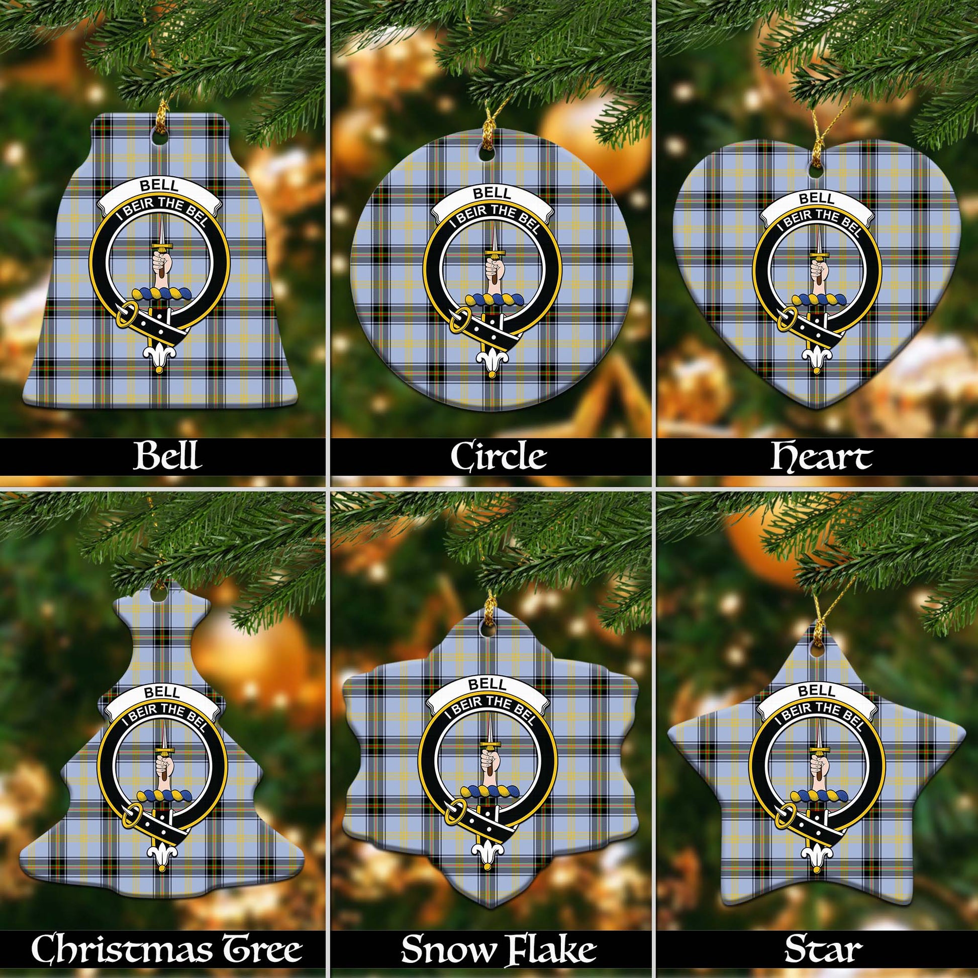 Bell Tartan Christmas Ornaments with Family Crest Ceramic Bell Pack 1: ornament * 1 piece - Tartanvibesclothing