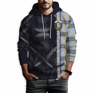 Bell Tartan Hoodie with Family Crest Cross Sword Thistle Celtic Vibes