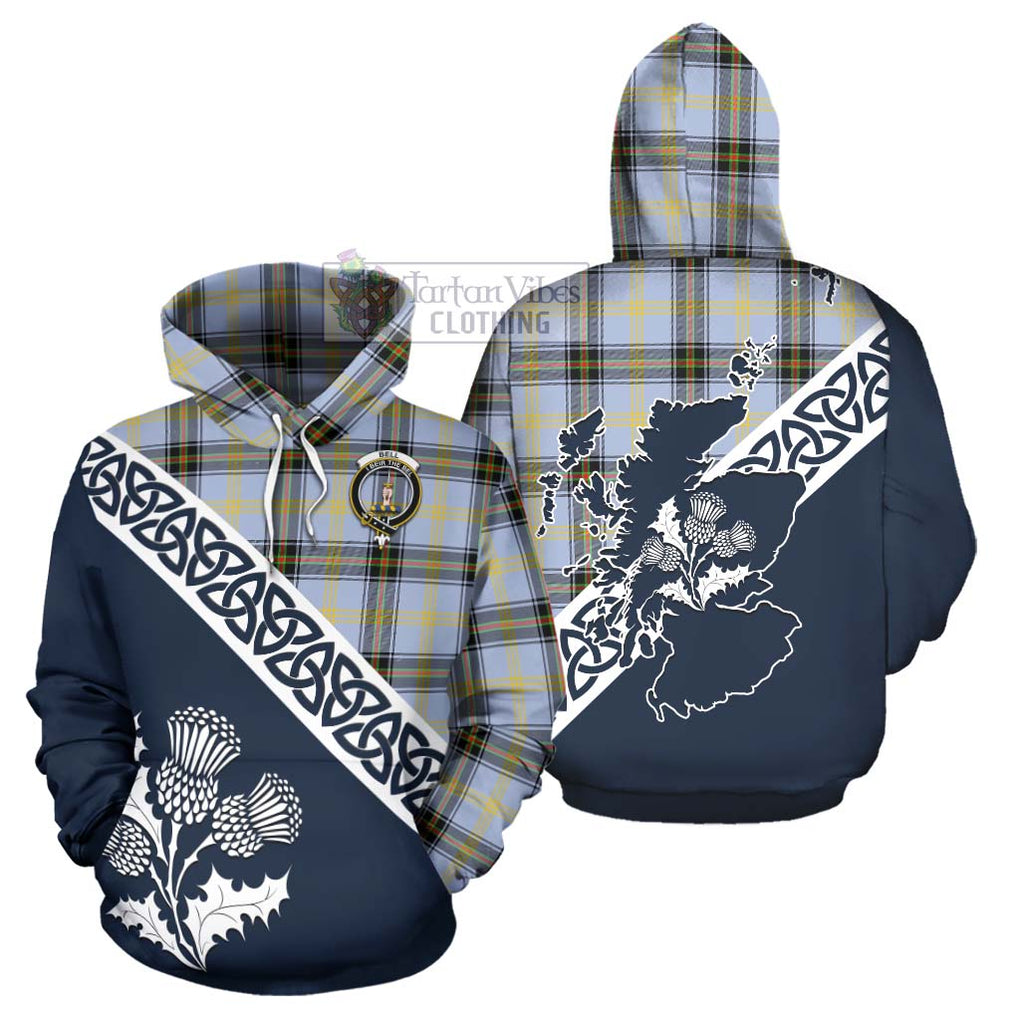 Tartan Vibes Clothing Bell Tartan Hoodie Featuring Thistle and Scotland Map