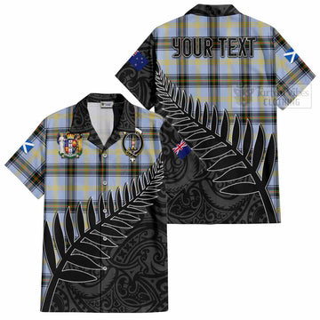 Bell Crest Tartan Short Sleeve Button Shirt with New Zealand Silver Fern Half Style