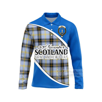 Bell Family Crest Tartan Long Sleeve Polo Shirt Celebrate Saint Andrew's Day in Style