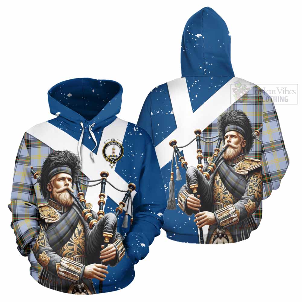 Tartan Vibes Clothing Bell Tartan Hoodie with Family Crest Scottish Bagpiper Vibes