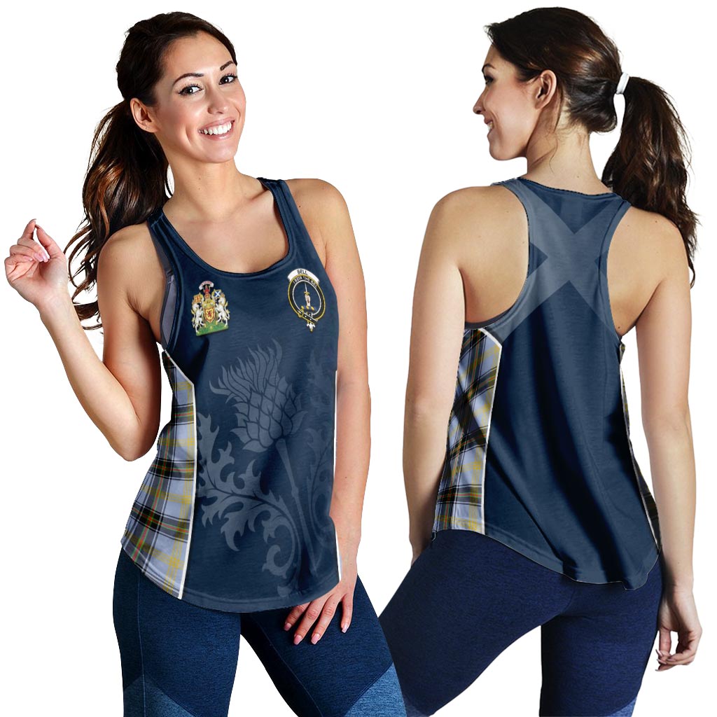 Tartan Vibes Clothing Bell Tartan Women's Racerback Tanks with Family Crest and Scottish Thistle Vibes Sport Style