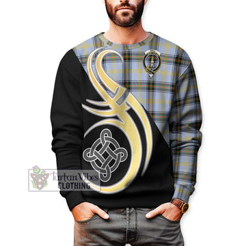 Bell Tartan Sweatshirt with Family Crest and Celtic Symbol Style