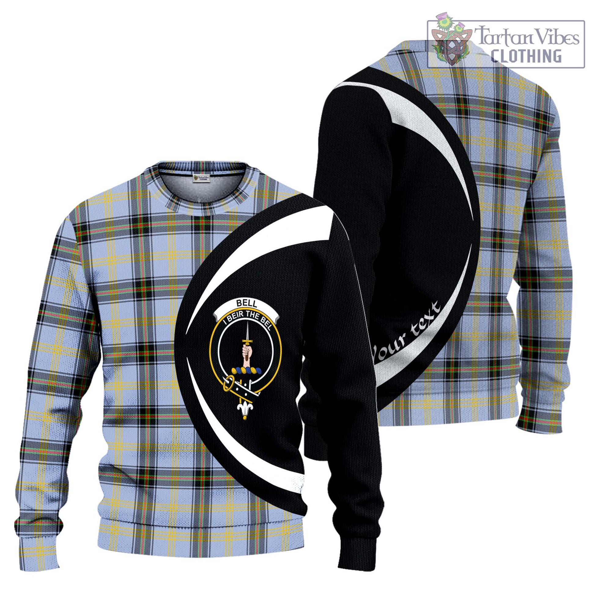 Bell Tartan Ugly Sweater with Family Crest Circle Style Unisex - Tartan Vibes Clothing