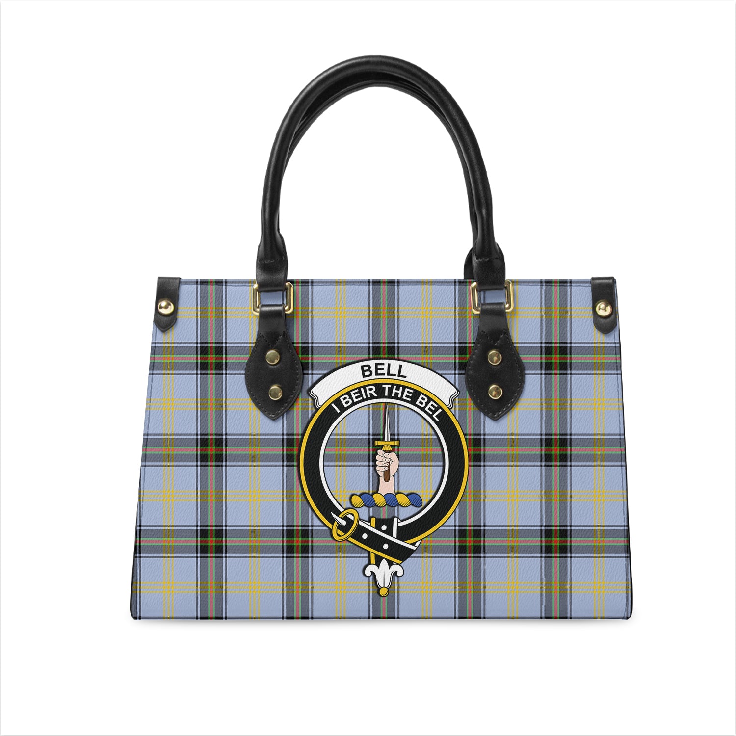 Bell Tartan Leather Bag with Family Crest One Size 29*11*20 cm - Tartanvibesclothing