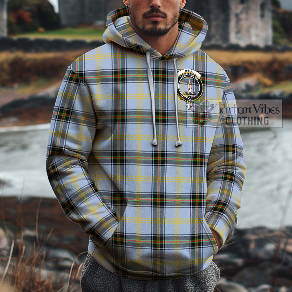 Bell Tartan Cotton Hoodie with Family Crest Pullover Hoodie XS - Tartan Vibes Clothing