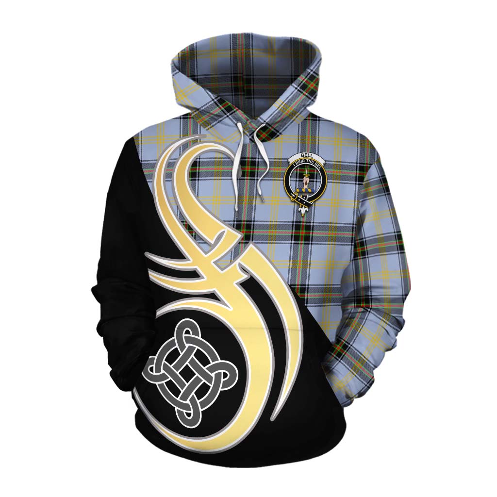 Tartan Vibes Clothing Bell Tartan Cotton Hoodie with Family Crest and Celtic Symbol Style