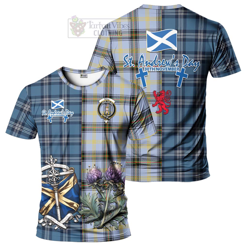 Tartan Vibes Clothing Bell Tartan T-Shirt Happy St. Andrew's Day Half Tartan Style