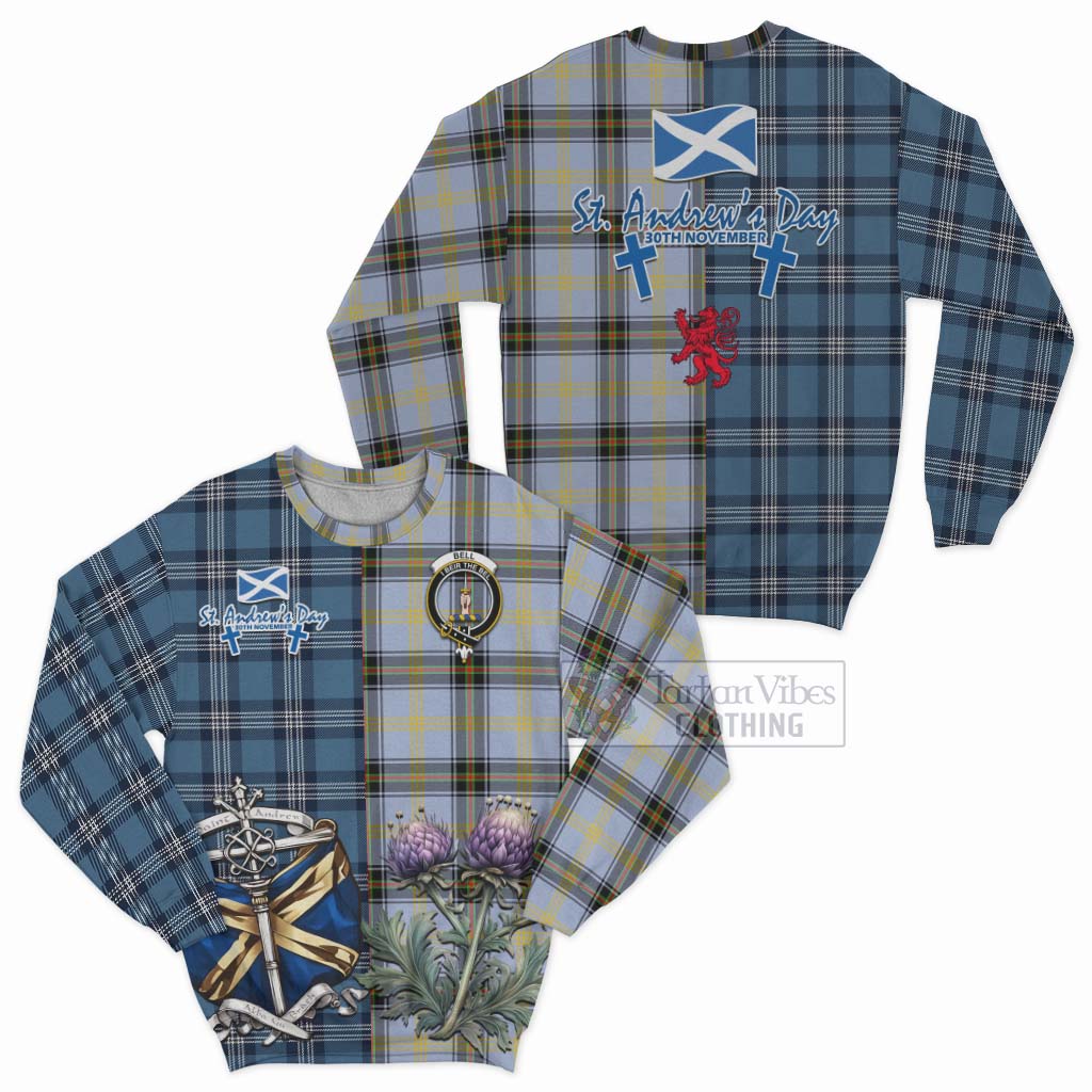 Tartan Vibes Clothing Bell Tartan Sweatshirt Happy St. Andrew's Day Half Tartan Style