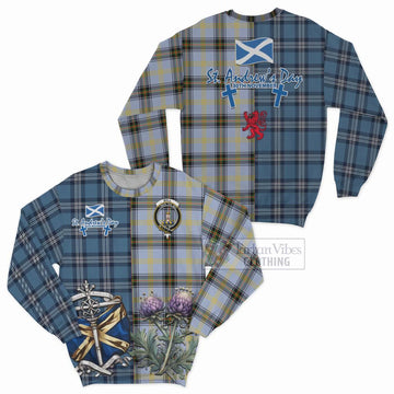 Bell Tartan Sweatshirt Happy St. Andrew's Day Half Tartan Style