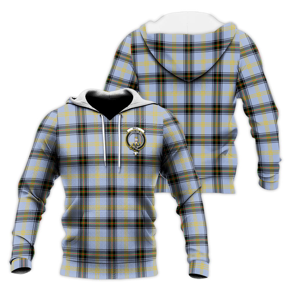 Bell Tartan Knitted Hoodie with Family Crest Unisex Knitted Hoodie - Tartanvibesclothing