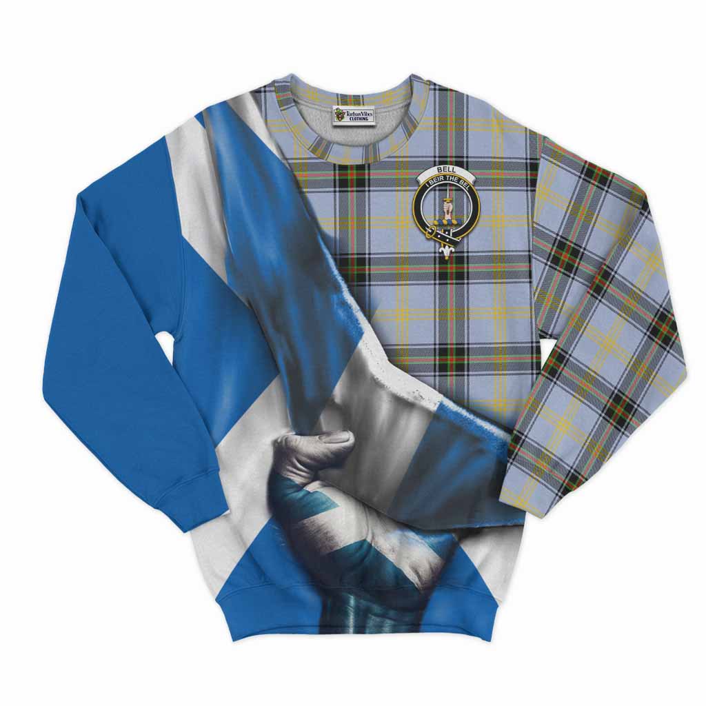 Tartan Vibes Clothing Bell Tartan Sweatshirt with Family Crest Scotland Patriotic Style