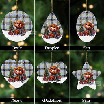 Bell Tartan Christmas Aluminium Ornament with Adorable Highland Coo