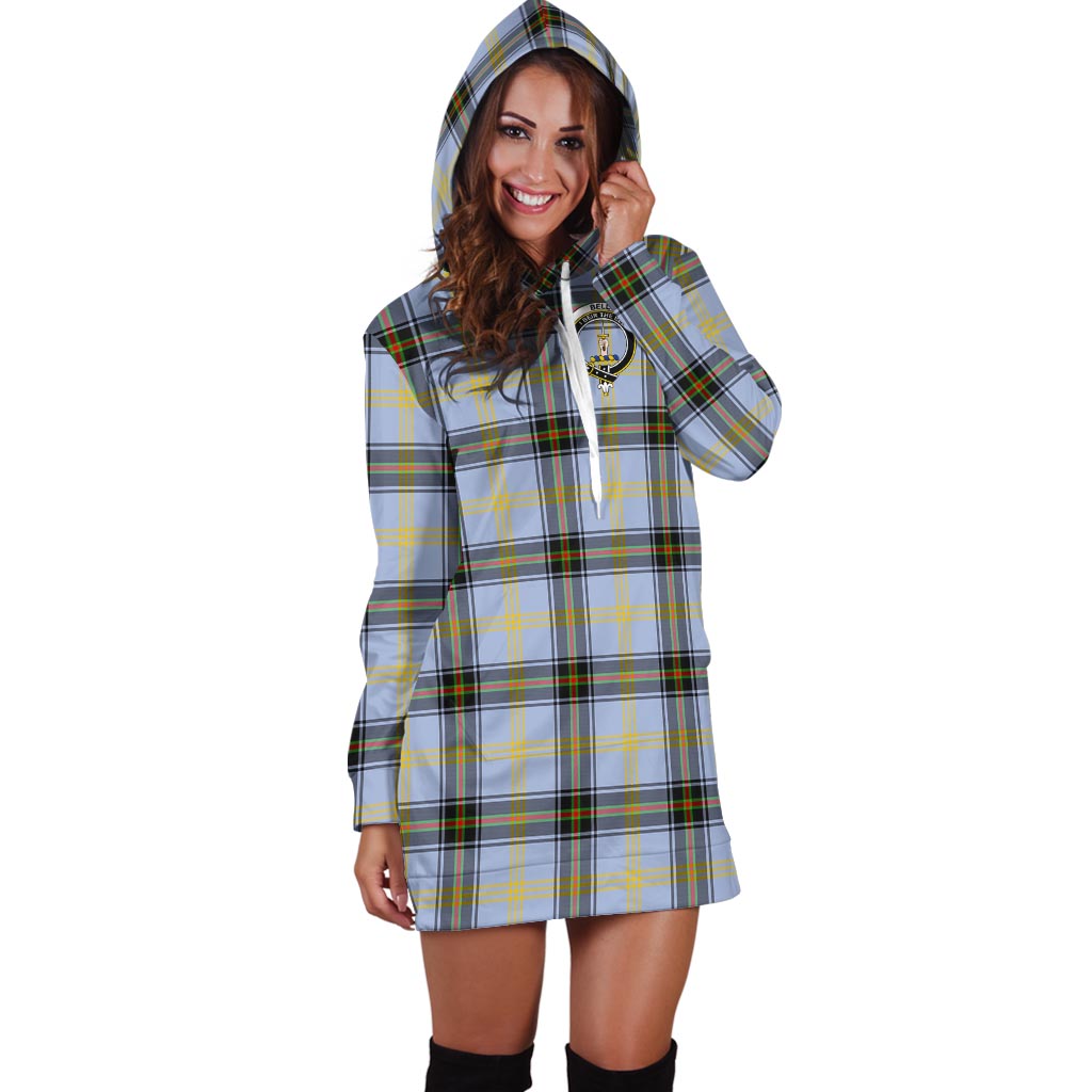 Bell Tartan Hoodie Dress with Family Crest - Tartan Vibes Clothing