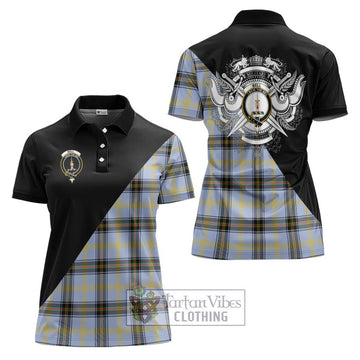 Bell Tartan Women's Polo Shirt with Family Crest and Military Logo Style