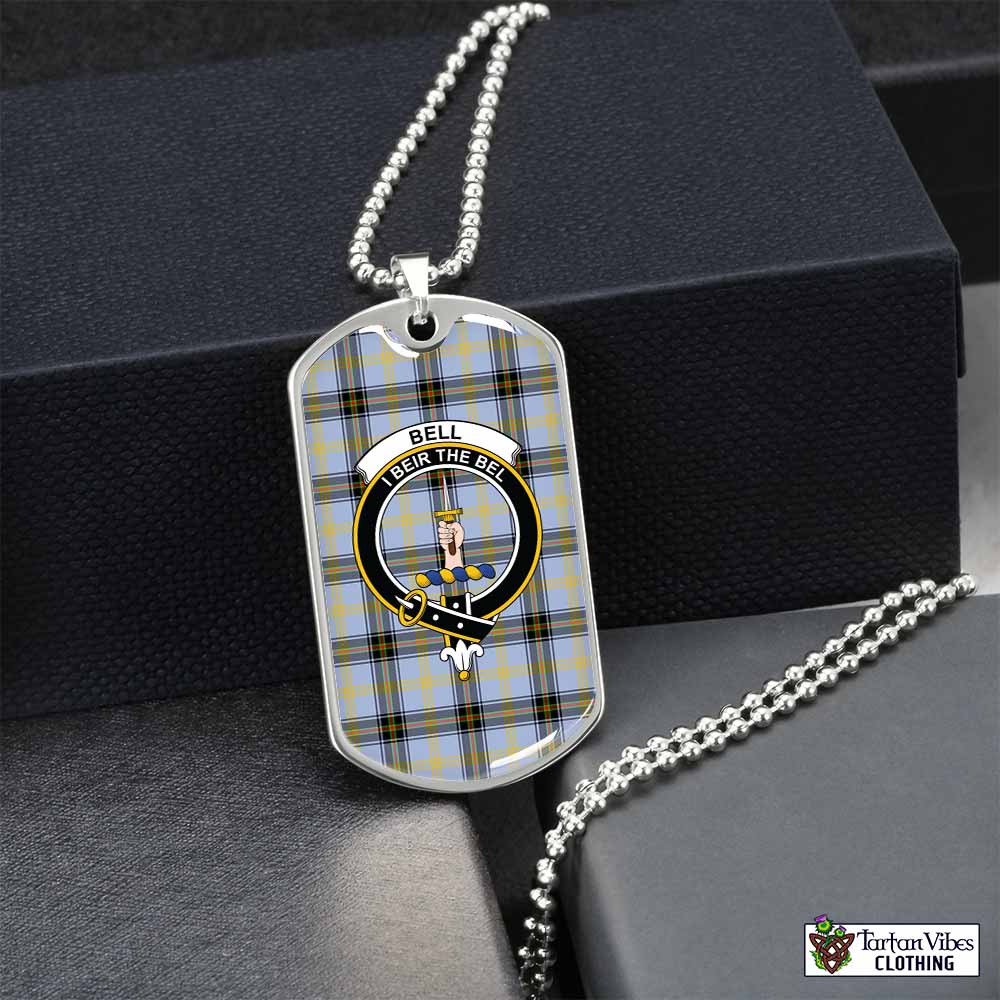 Tartan Vibes Clothing Bell Tartan Dog Tag Necklace with Family Crest