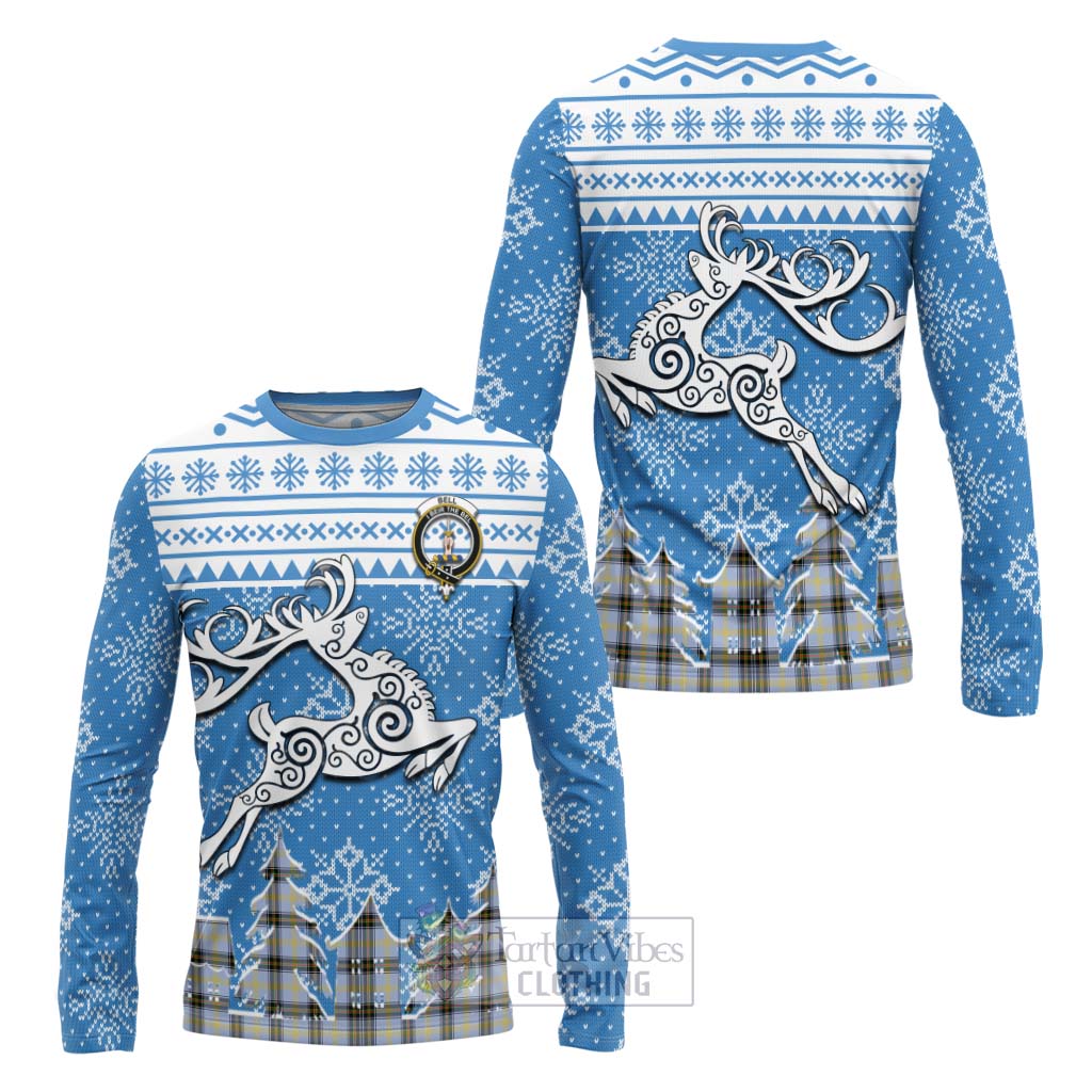 Tartan Vibes Clothing Bell Clan Christmas Long Sleeve T-Shirt Celtic Reindeer Style