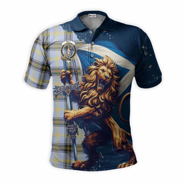 Bell Tartan Family Crest Men's Polo Shirt with Scottish Majestic Lion