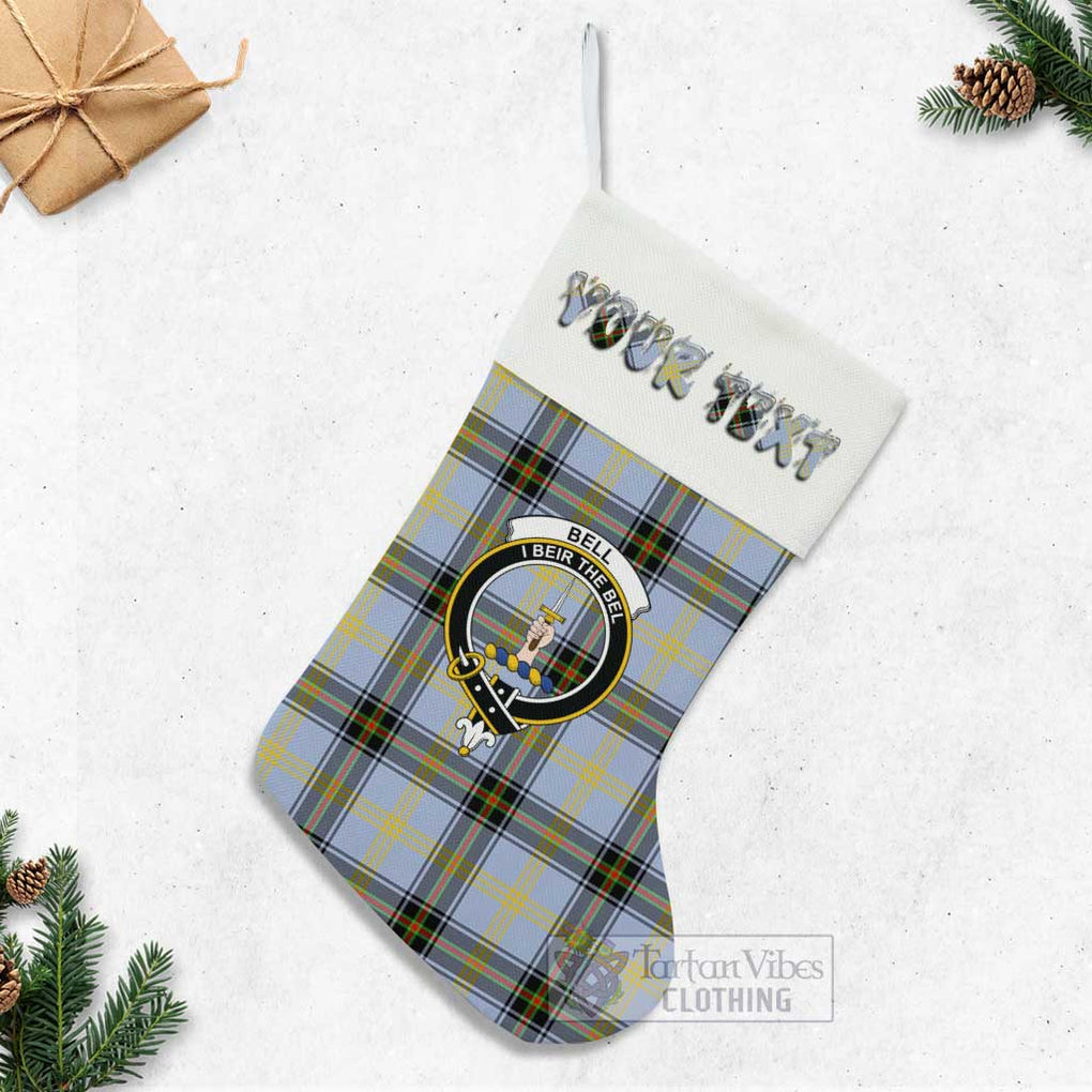 Bell Tartan Family Crest Christmas Stocking with Personalized Text - Tartan Vibes Clothing
