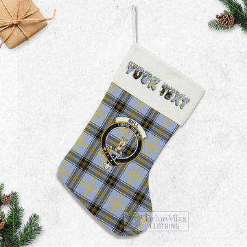 Bell Tartan Family Crest Christmas Stocking with Personalized Text