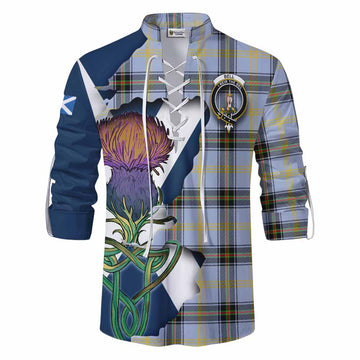 Bell Tartan Family Crest Ghillie Kilt Shirt Scottish Thistle Celtic Inspired Men - Tartan Vibes Clothing