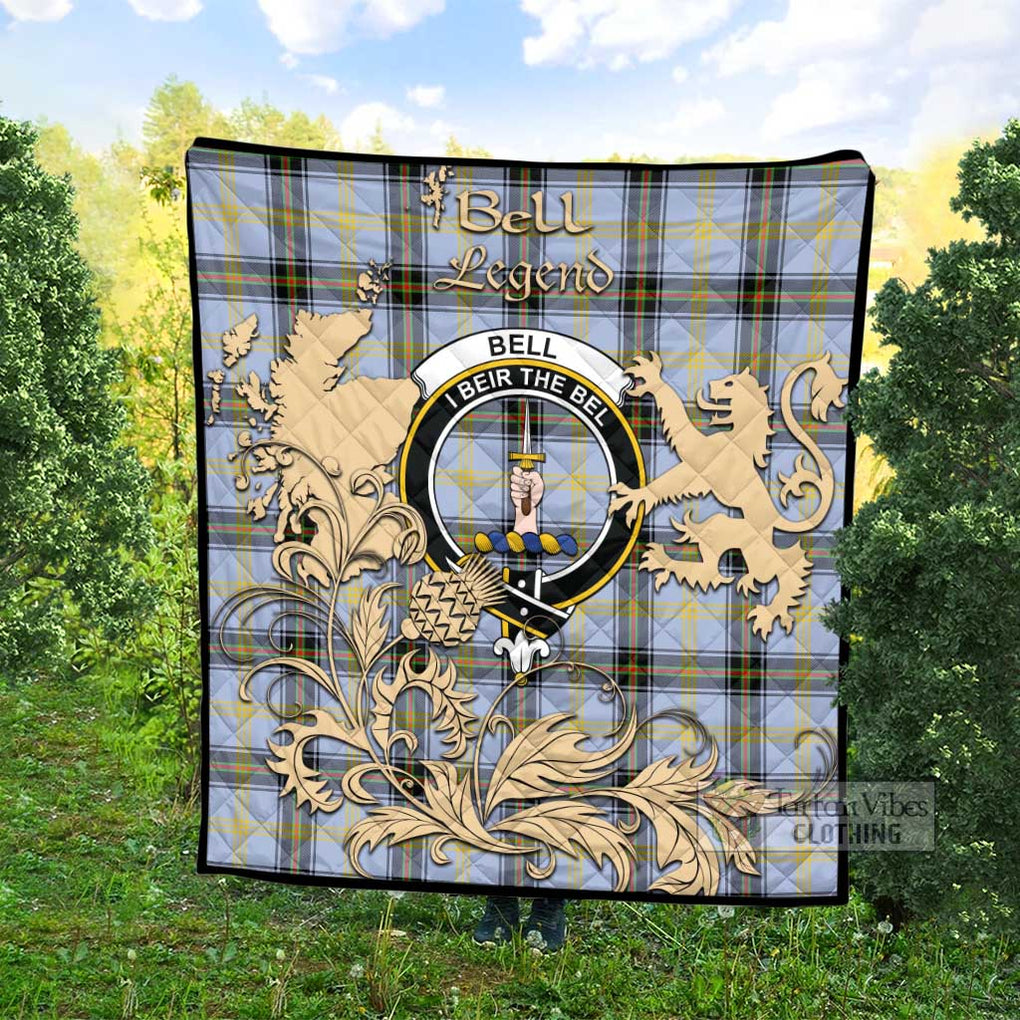 Tartan Vibes Clothing Bell Tartan Quilt with Family Crest and Scottish Symbol Style