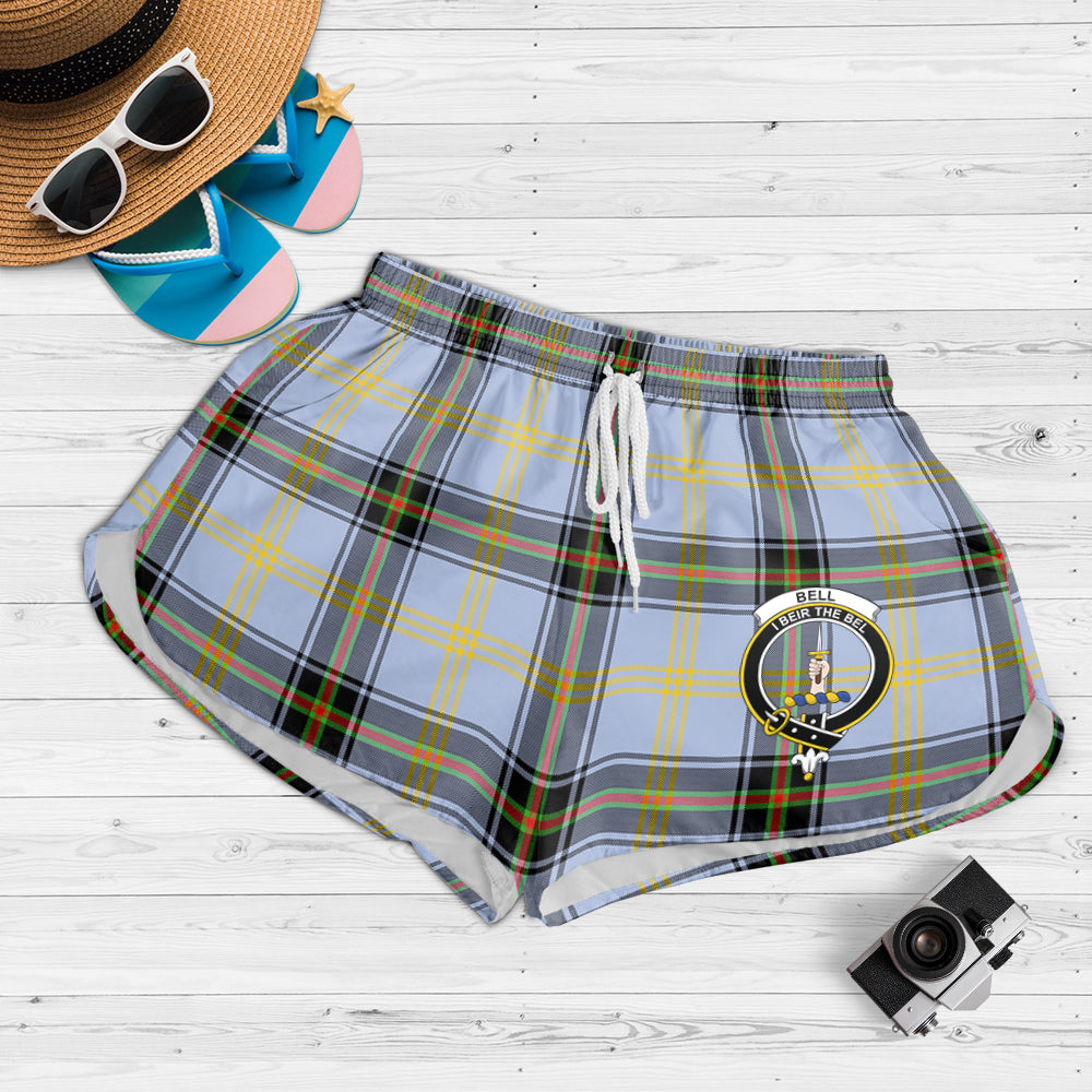 Bell Tartan Womens Shorts with Family Crest 4XL - Tartan Vibes Clothing