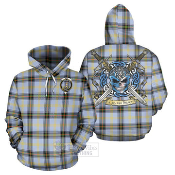 Bell Tartan Hoodie with Family Crest Celtic Skull Style