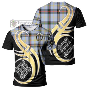 Bell Tartan T-Shirt with Family Crest and Celtic Symbol Style